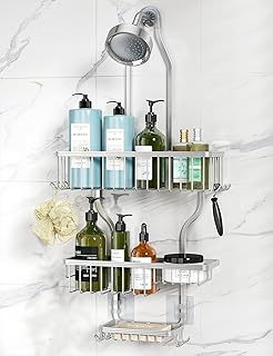 Hanging Shower Caddy with Hooks and Soap Basket