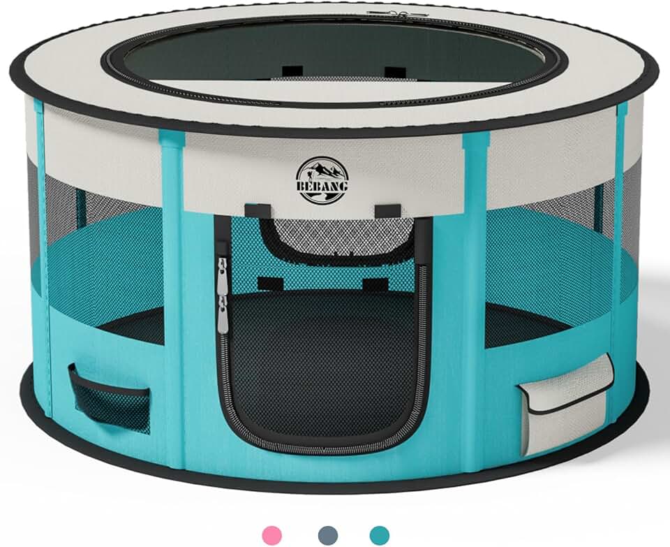 Portable Indoor Dog and Cat Playpen with Food Bowl