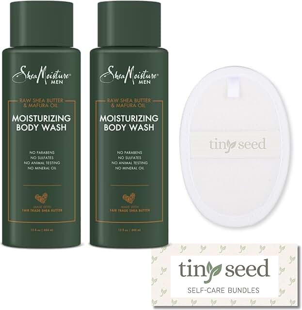 Two 15 oz Shea Body Washes with Loofah