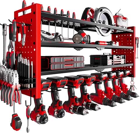 Wall Mount Power Tool Organizer with 8 Drill Holders