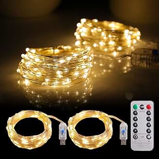 2 Pack 100 LED Warm White USB Fairy Lights