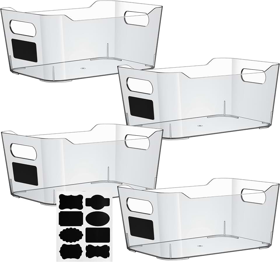 Clear Plastic Storage Bins for Kitchen and Pantry Organization