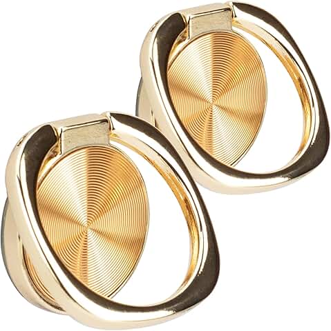 Two Rounded CD Texture Phone Ring Holders with 360° Rotation