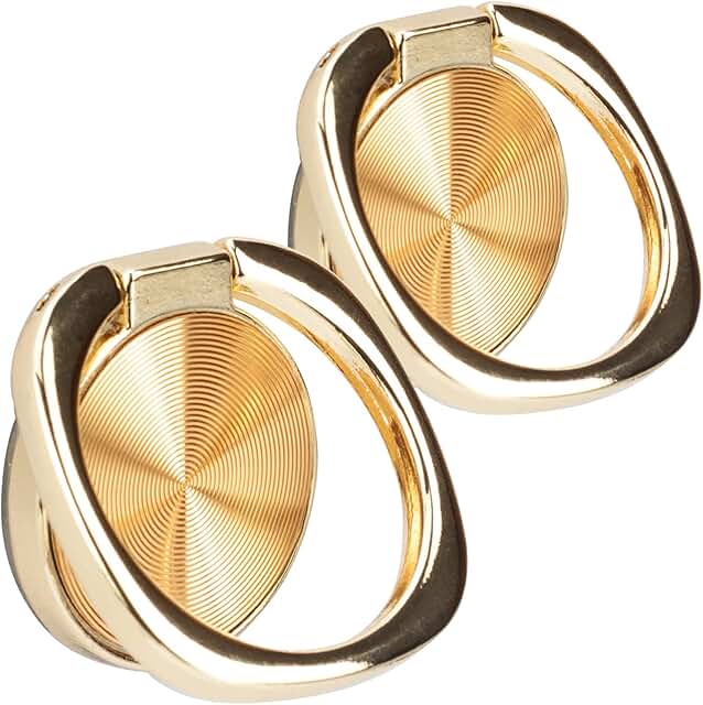 Two Rounded CD Texture Phone Ring Holders with 360° Rotation