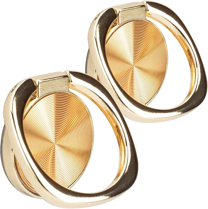 Two Rounded CD Texture Phone Ring Holders with 360° Rotation