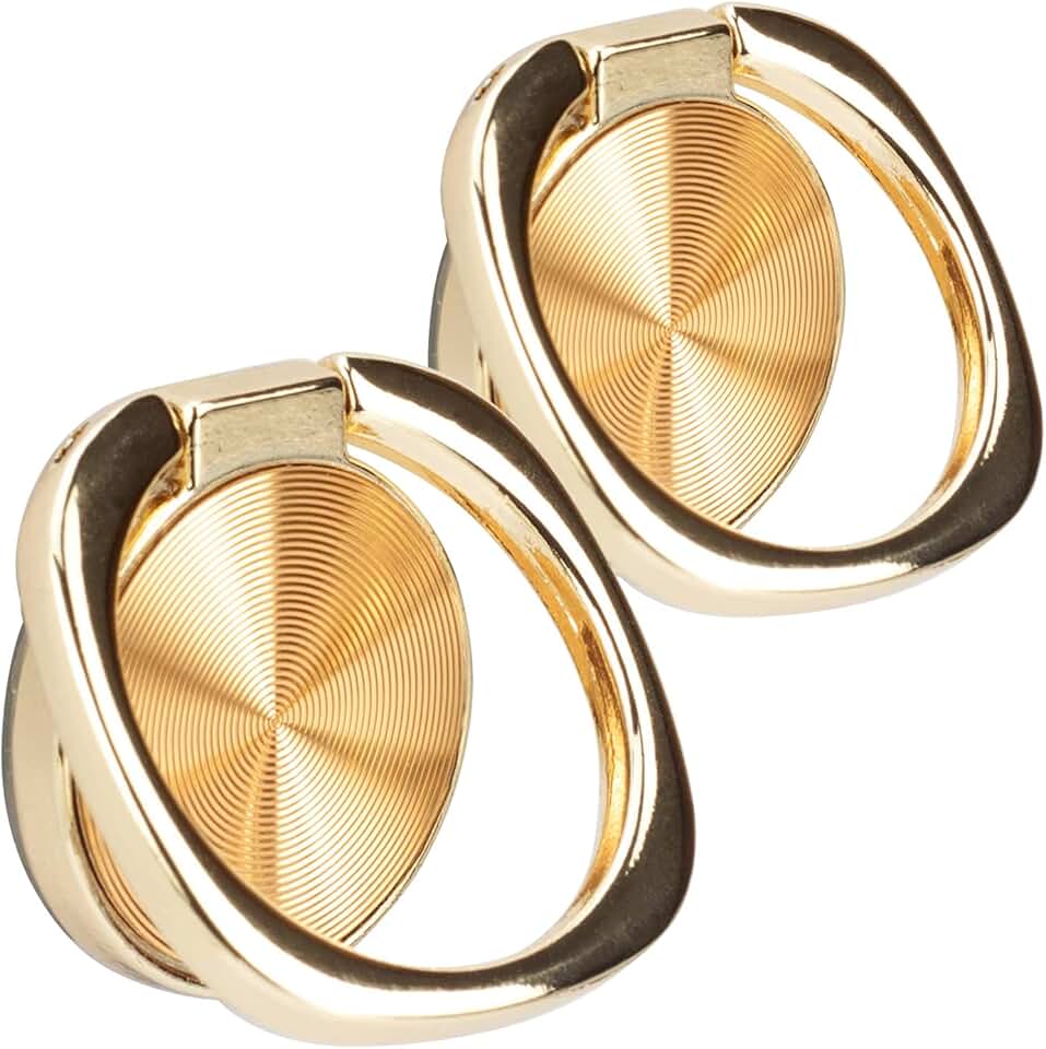 Two Rounded CD Texture Phone Ring Holders with 360° Rotation