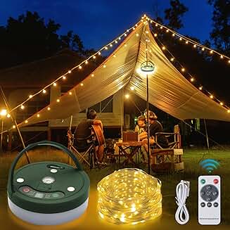 Outdoor USB Rechargeable String Lights with Remote, 32.8'