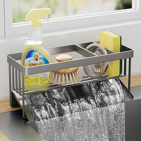 Kitchen Sink Sponge and Soap Holder with Drain Tray
