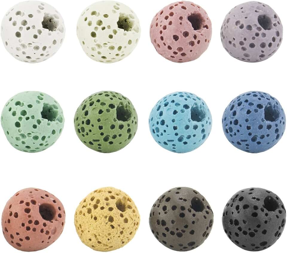 8mm Colorful Lava Rock Beads for Jewelry Making, 240 pcs