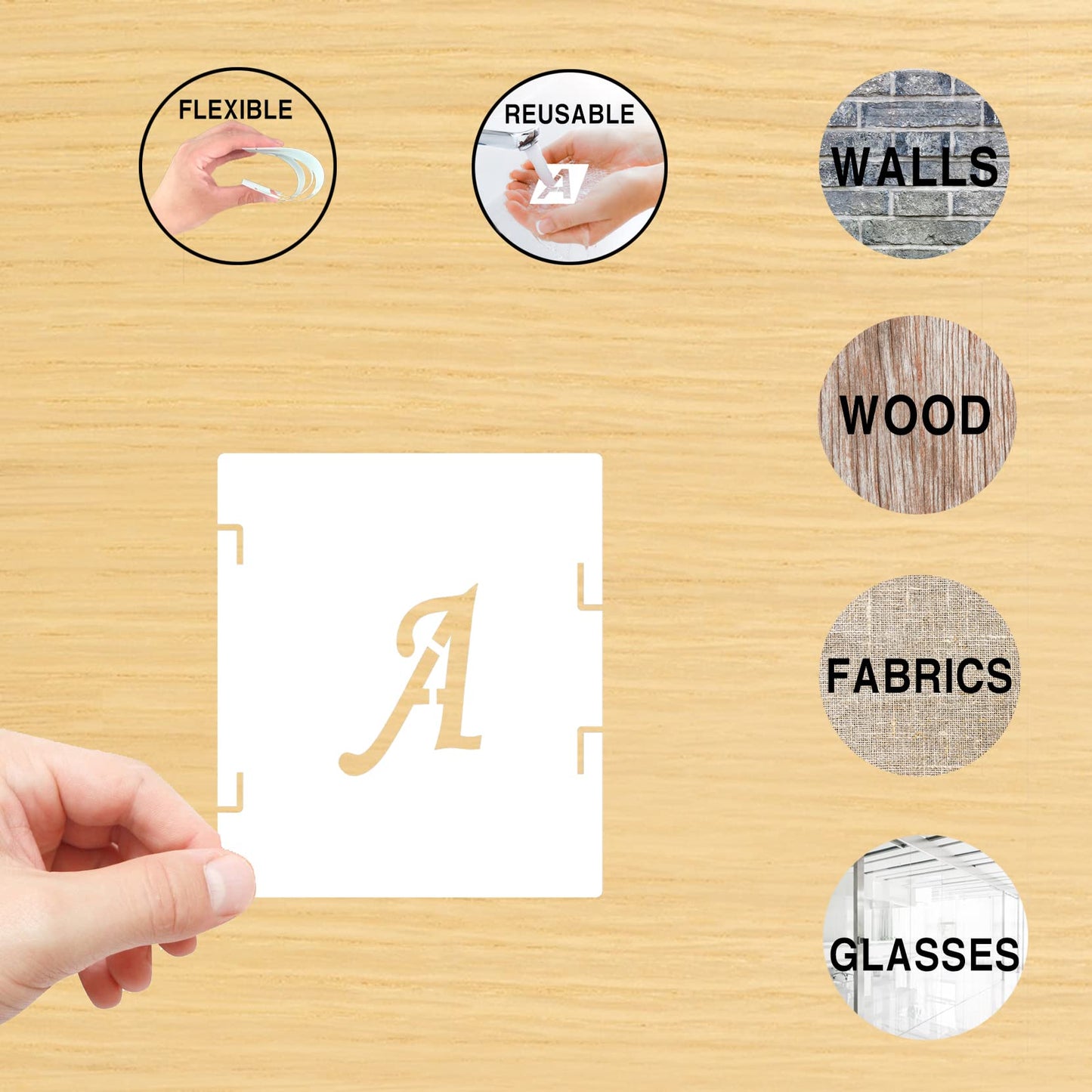 6 Inch Alphabet Letter S Reusable Plastic Set with 70 Templates