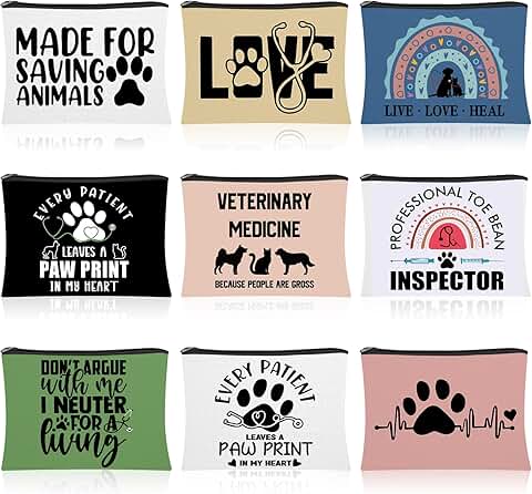 9-Piece Vet Tech Gift Cosmetic and Travel Bags