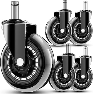 Replacement 3-Inch Rubber Office Chair Wheels
