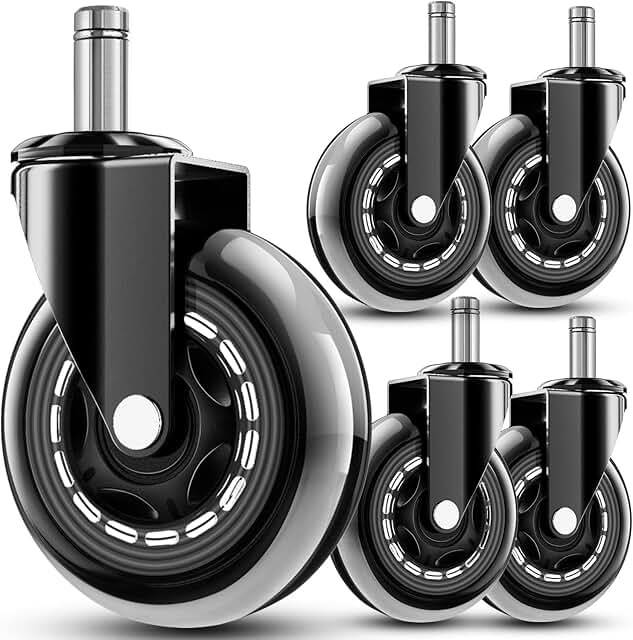 Replacement 3-Inch Rubber Office Chair Wheels