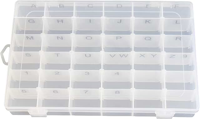 Plastic Organizer Box with Adjustable Dividers and Labels