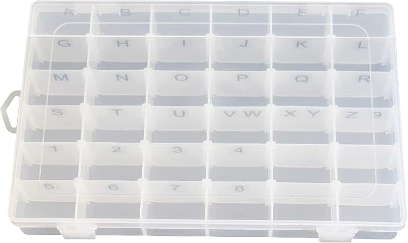 Plastic Organizer Box with Adjustable Dividers and Labels