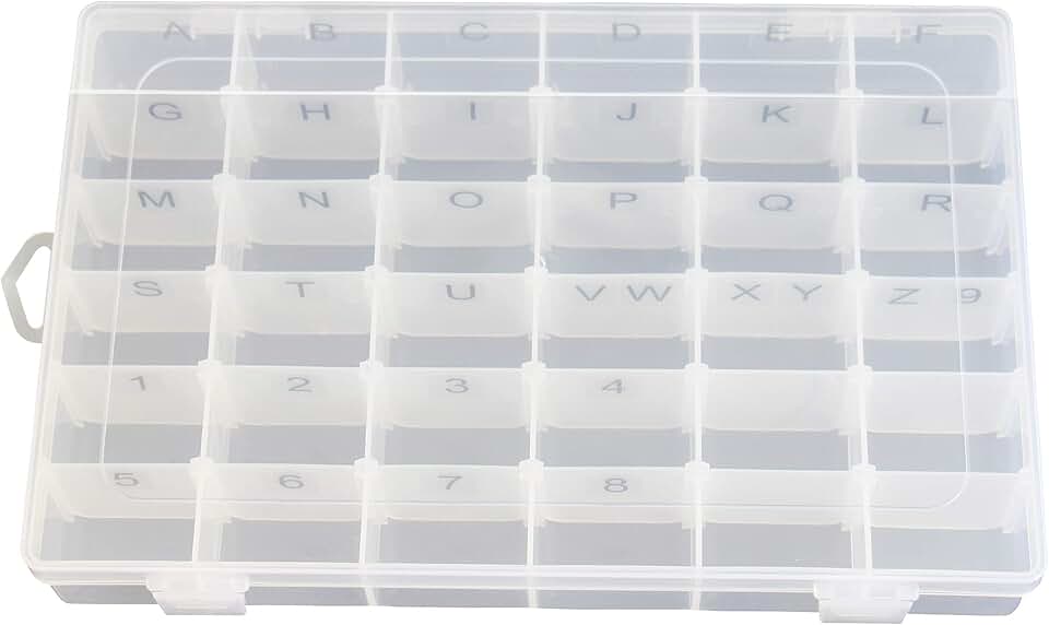 Plastic Organizer Box with Adjustable Dividers and Labels