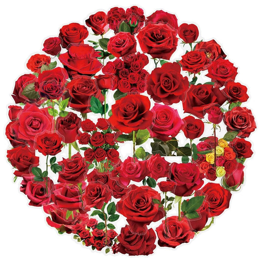 Red Rose Stickers Pack for Water Bottles and More