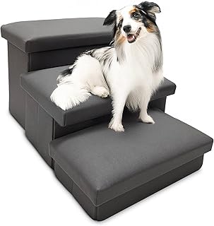 Foldable 3-Step Pet Stairs with Storage and Non-Slip Bottom