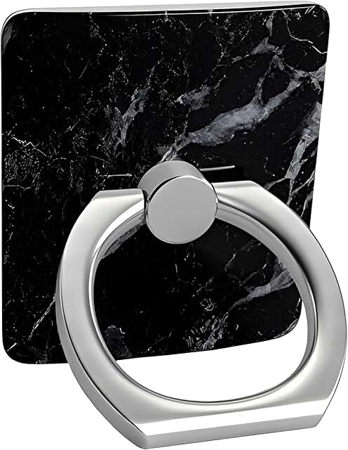 Black Marble Phone Ring with 360° Swivel