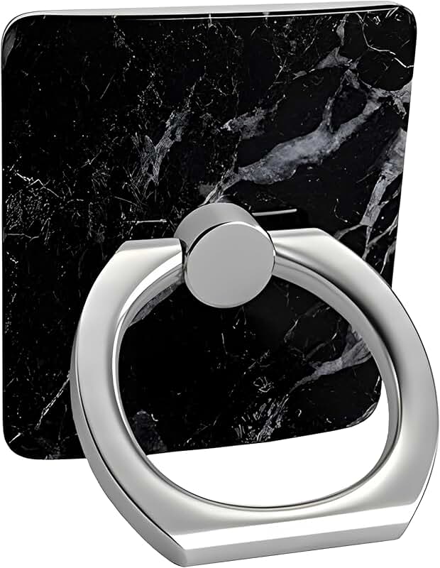 Black Marble Phone Ring with 360° Swivel