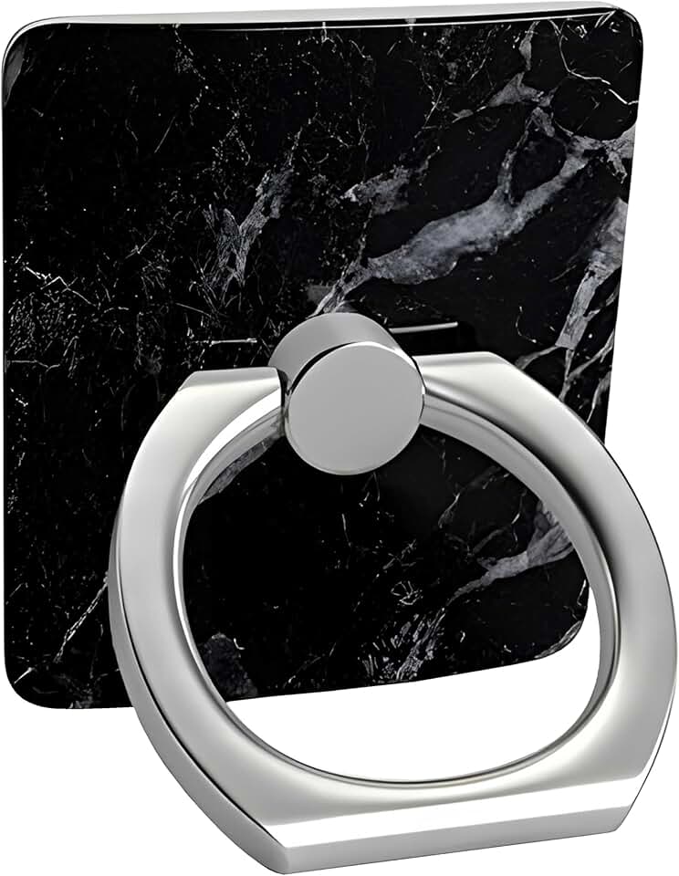 Black Marble Phone Ring with 360° Swivel