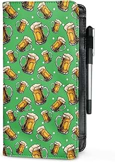 Beer glass bubble print server book with zipper pocket