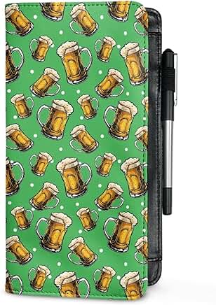 Beer glass bubble print server book with zipper pocket