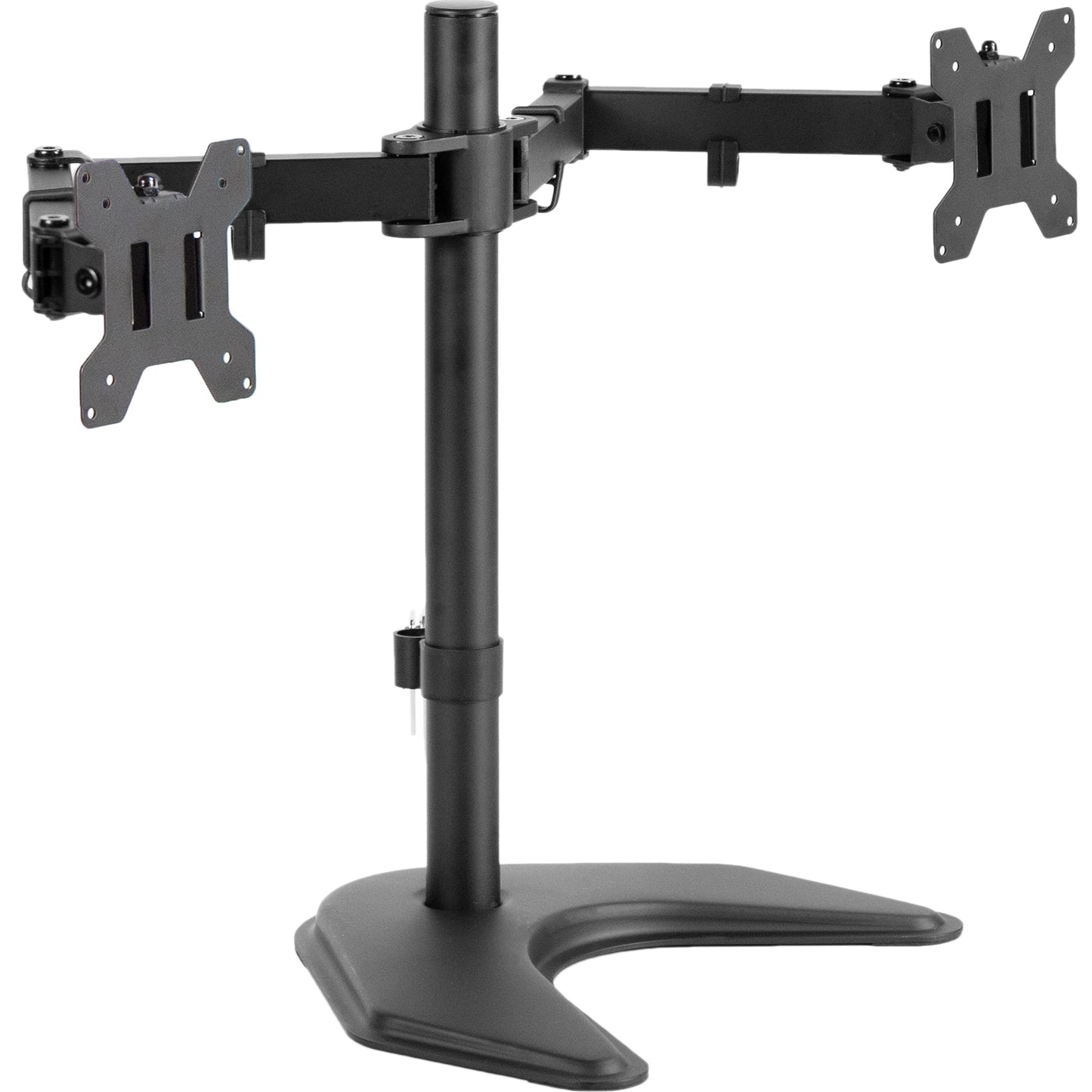 Dual 13 to 27 inch LED LCD Monitor Free-Standing Desk Stand, Holds 2 Screens, Heavy-Duty Fully Adjustable Arms with Max VESA 100x100mm, 18 Pole, Black, STAND-V002F