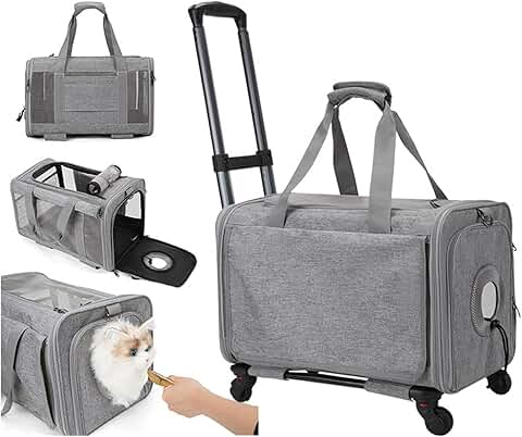 Large Pet Carrier with Wheels and Ventilation
