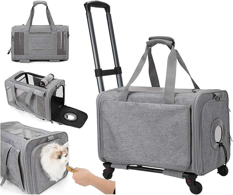 Large Pet Carrier with Wheels and Ventilation