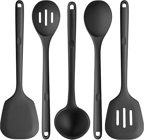 Silicone Kitchen Utensil Set, 5 Pieces, Black