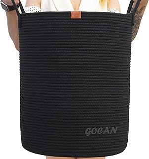 Large tall sturdy woven laundry hamper for clothes and toys