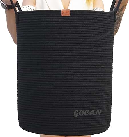 Large tall sturdy woven laundry hamper for clothes and toys