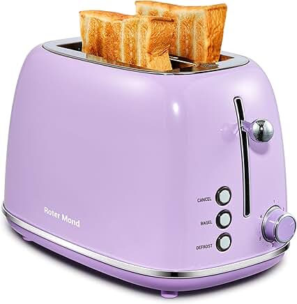 Lavender 2-Slice Retro Toaster with Bagel and Defrost