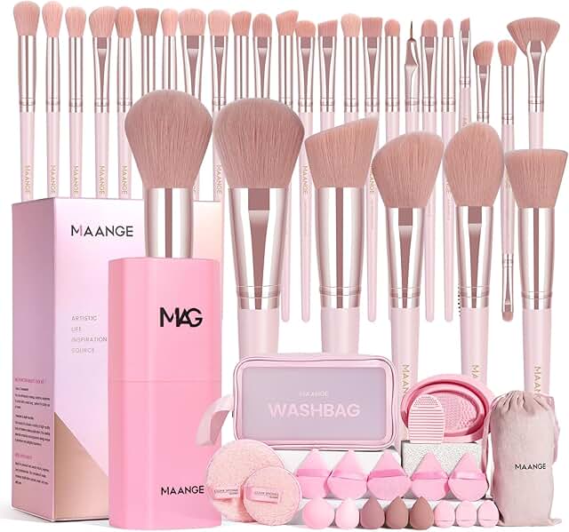51-Piece Professional Makeup Brush Set in Pink