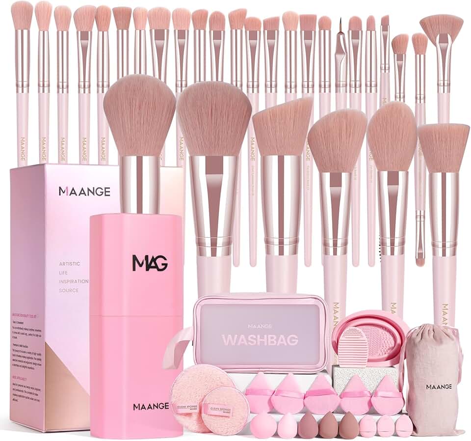 51-Piece Professional Makeup Brush Set in Pink
