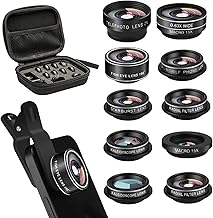 11-in-1 Cell Phone Camera Lens Kit with Wide, Macro, Fisheye, Telephoto, and Filter Lenses