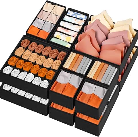 16-Pack Drawer Organizer Bins for Clothes and Accessories
