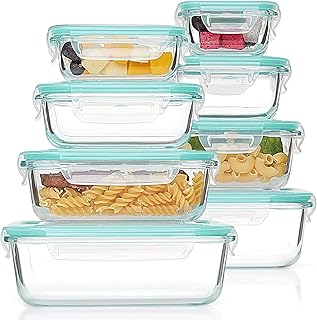 8 Pack Glass Food Storage Containers with Airtight Lids