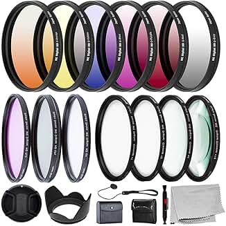 82mm Complete Lens Filter Accessory Kit with Color, UV, CPL, FLD, and Macro Filters