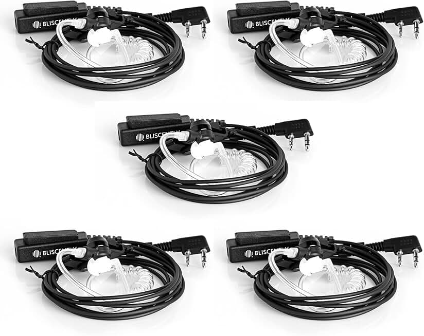 5-Pack Covert Tube Earpiece Headset for Walkie Talkies