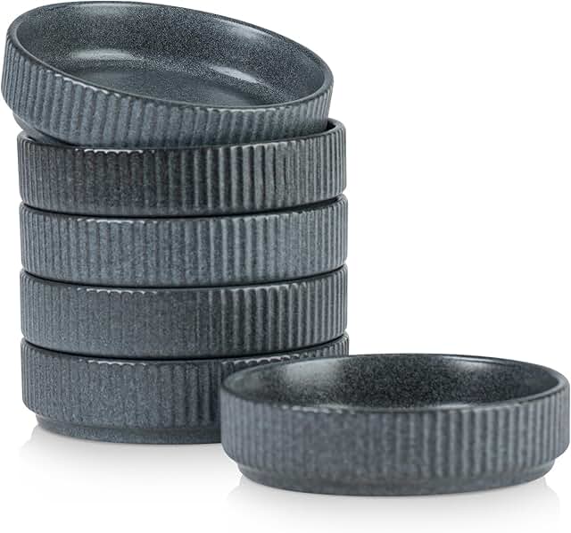 Set of 6 Small Ceramic Dipping Bowls for Sauces and Snacks