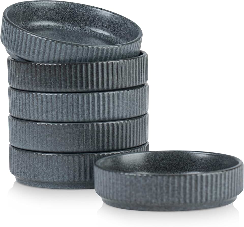 Set of 6 Small Ceramic Dipping Bowls for Sauces and Snacks