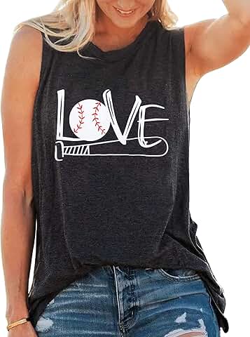 Casual Sleeveless Baseball Love Tank Top for Women