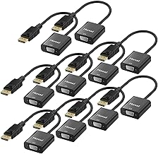 10 Pack DisplayPort to VGA Adapter, Gold-Plated, Black
