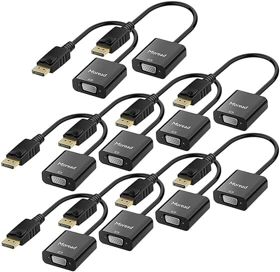 10 Pack DisplayPort to VGA Adapter, Gold-Plated, Black