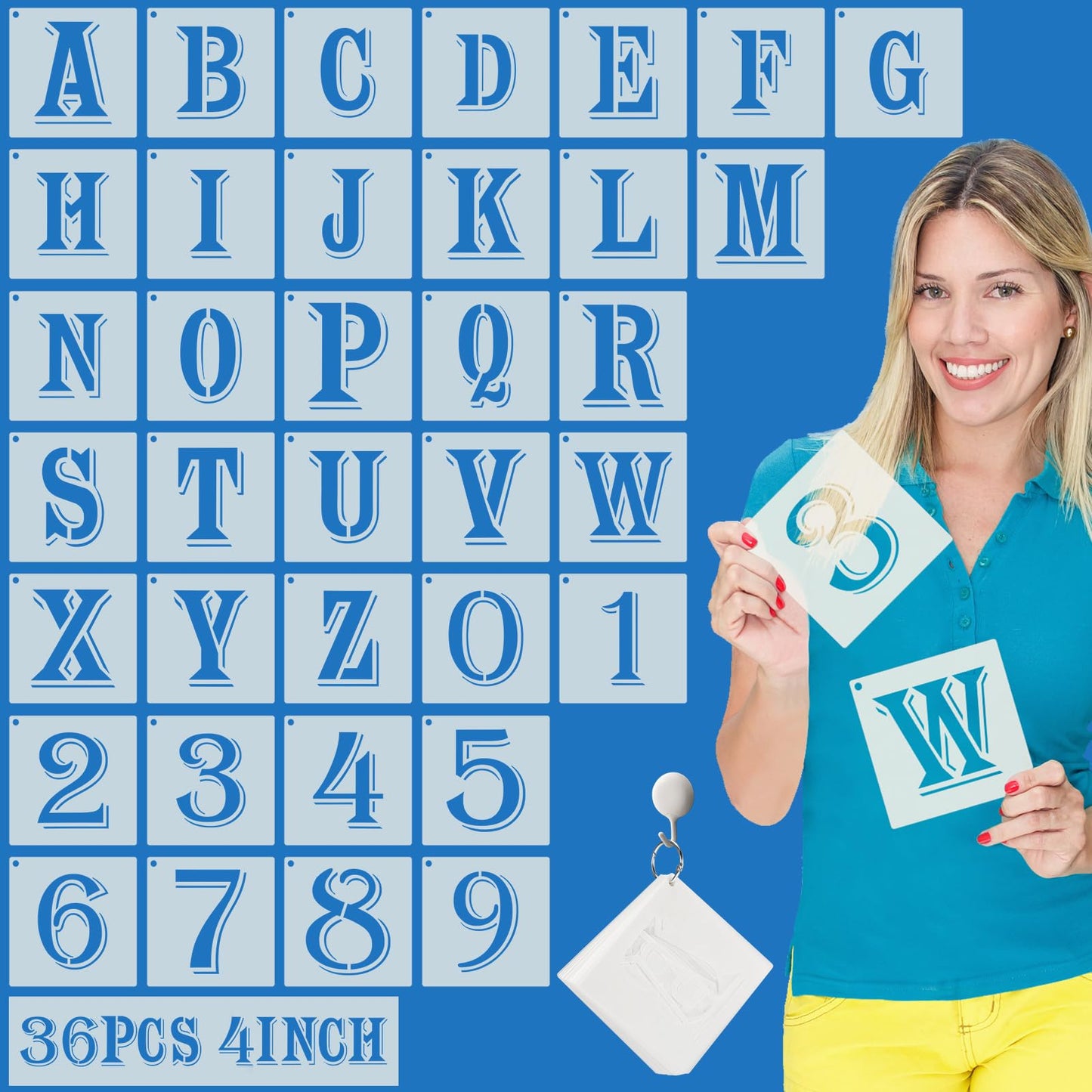 36Pcs Reusable Letter and Number Stencils for Painting