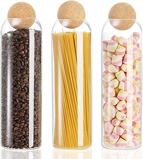 Three 50oz Glass Storage Jars with Cork Lids