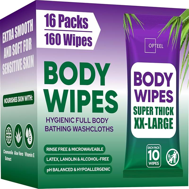 Thick Large Body Wipes for Adults, 16 Packs