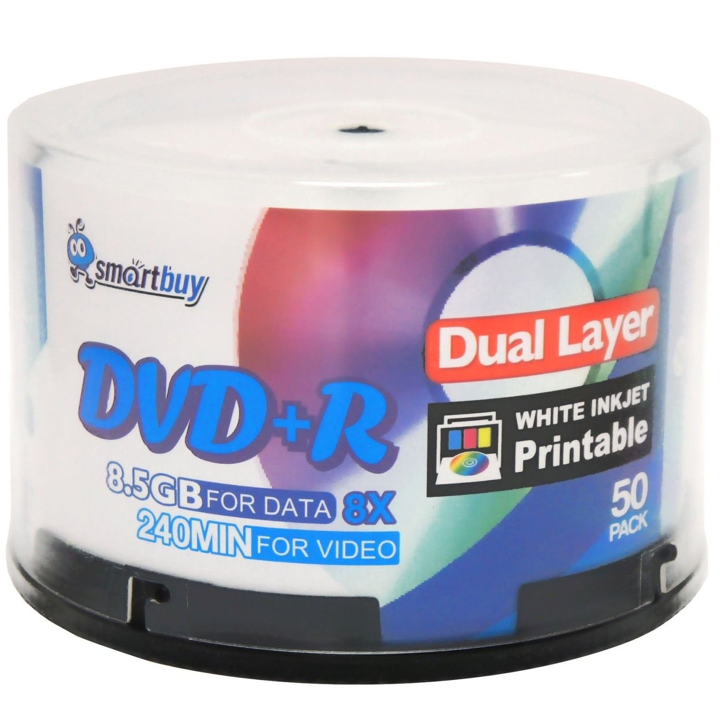 Smart Buy 50 Pack DVD+r Dl 8.5gb 8X DVD Plus R Double Layer Printable White Inkjet Blank Data Recordable Media 50 Discs Spindle (XG)